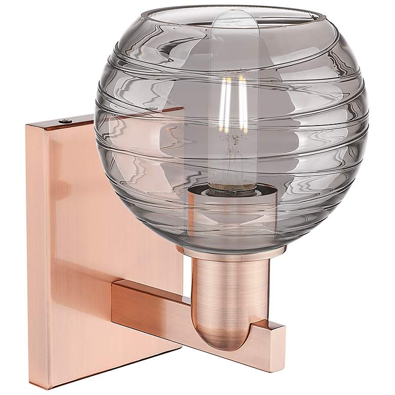 Image 2 Athens Deco Swirl 11"H Copper Wall Sconce With Light Smoke Shade more views