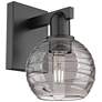 1_Athens Deco Swirl 11"H Matte Black Wall Sconce With Light Smoke Shade
