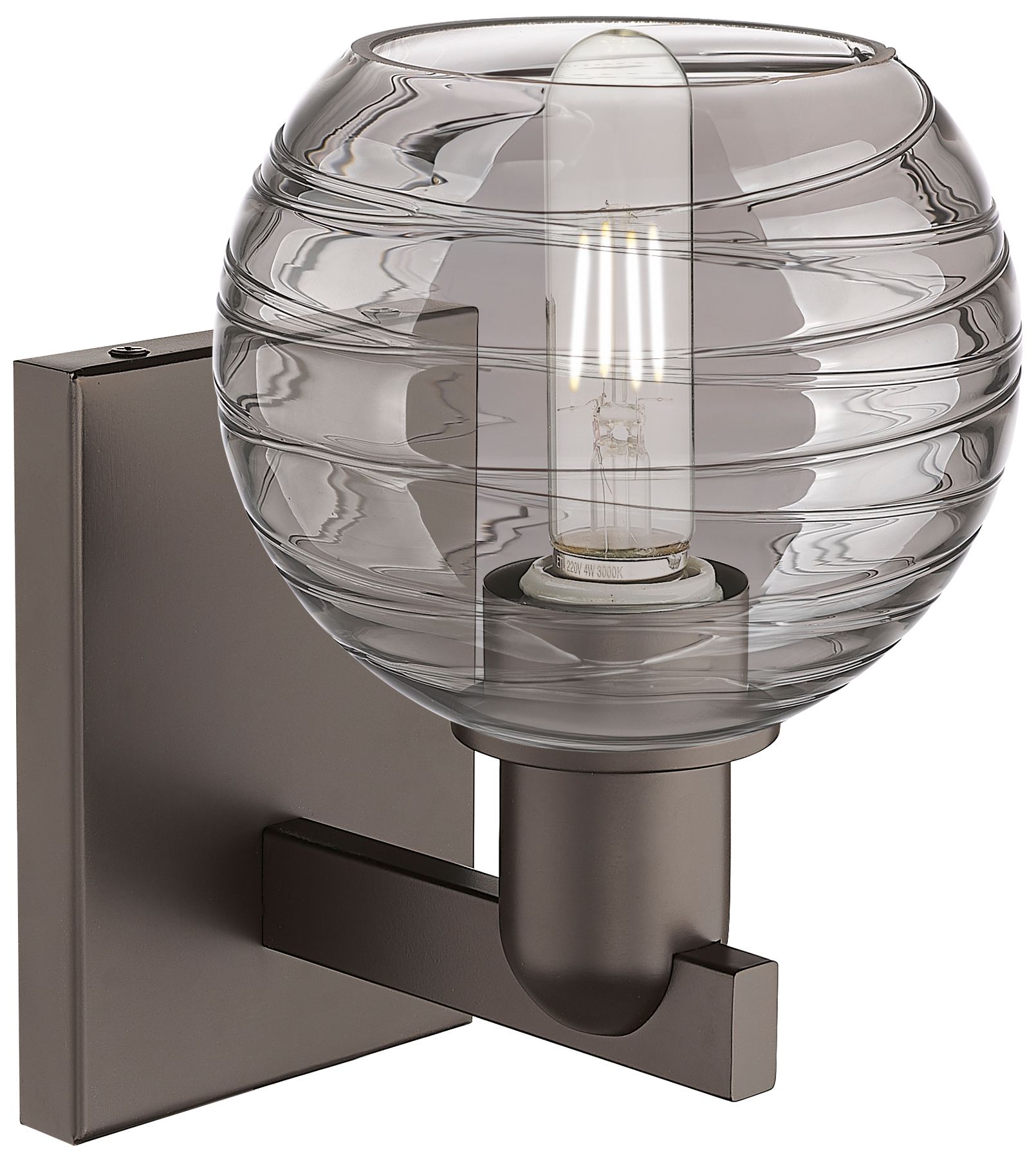 Image 2 Athens Deco Swirl 11"H Oiled Bronze Wall Sconce w/ Smoke Swirl Shade more views