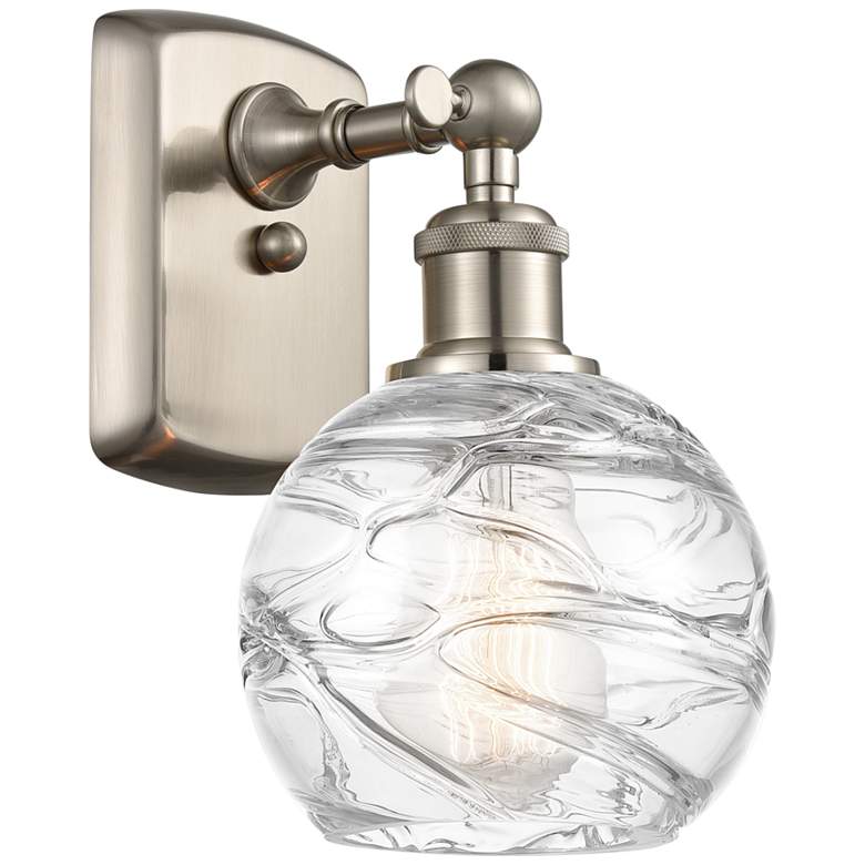Image 1 Athens Deco Swirl 11" High Brushed Satin Nickel Wall Sconce