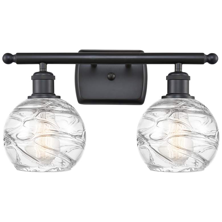 Image 1 Athens Deco Swirl 11" High Matte Black 2-Light Wall Sconce