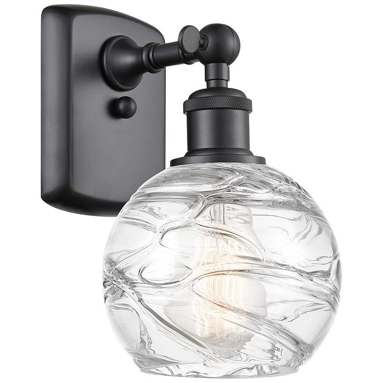 Image 1 Athens Deco Swirl 11 inch High Matte Black Wall Sconce
