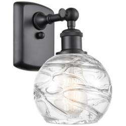 Athens Deco Swirl 11&quot; High Matte Black Wall Sconce