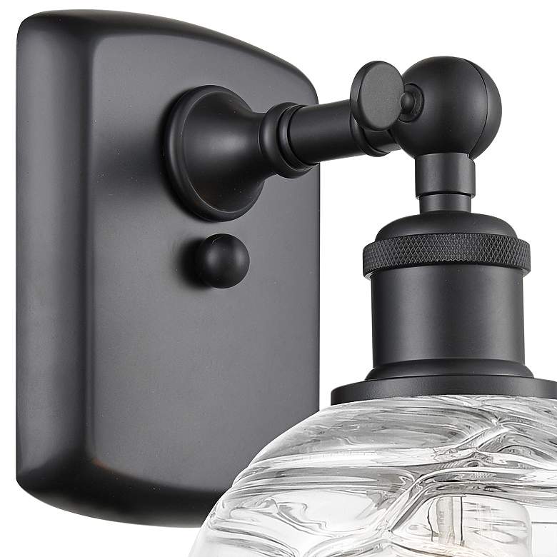 Image 3 Athens Deco Swirl 11 inch High Matte Black Wall Sconce more views