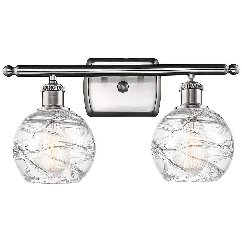 Image 1 Athens Deco Swirl 11 inch High Satin Nickel 2-Light Wall Sconce