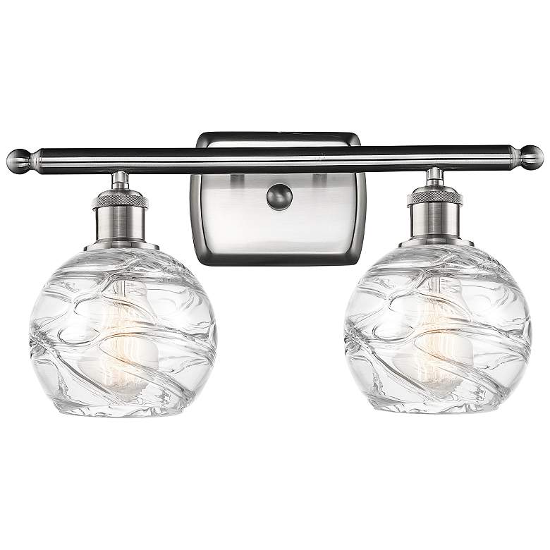 Image 1 Athens Deco Swirl 11" High Satin Nickel 2-Light Wall Sconce