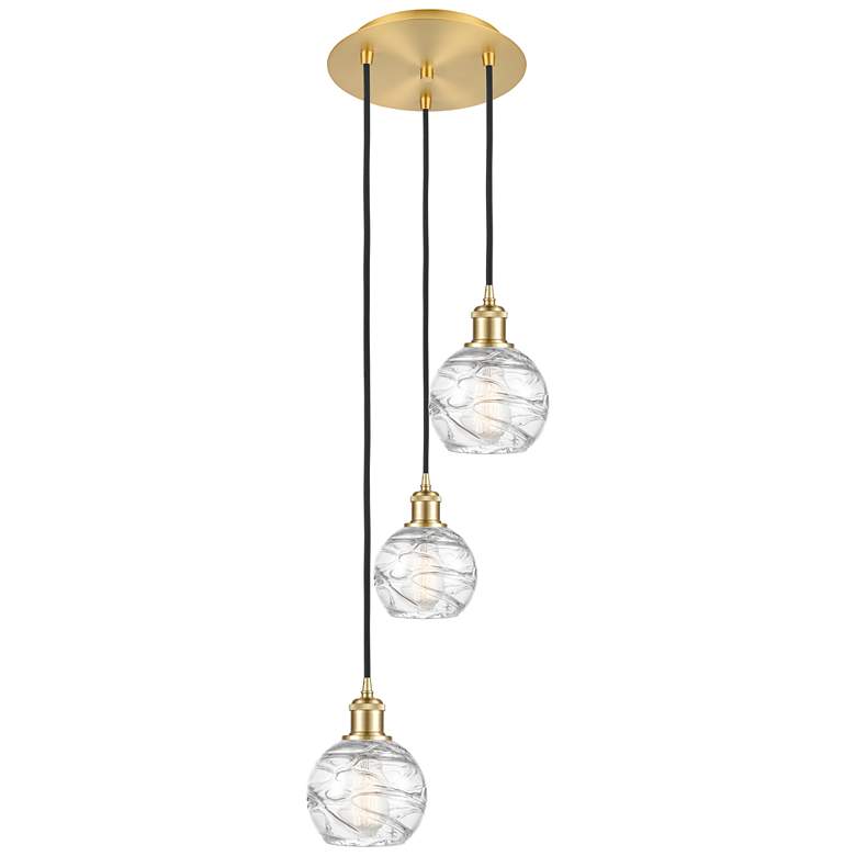 Image 1 Athens Deco Swirl 12 1/2" Wide Satin Gold 3-Light Pendant