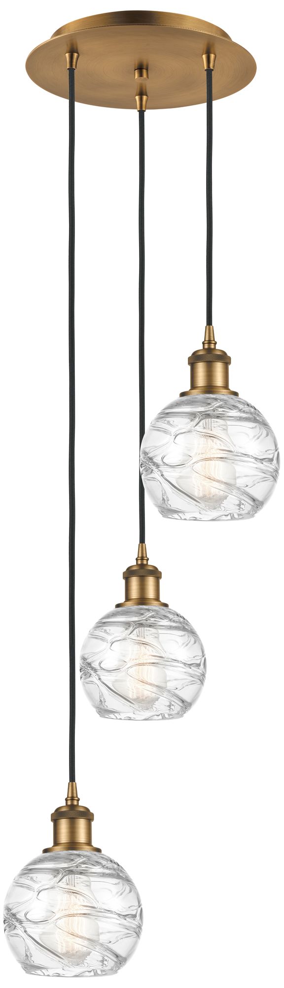 Athens Deco Swirl 12 1/2"W Brushed Brass Multi-Light Pendant Made to Order