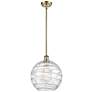 Athens Deco Swirl 12" LED Mini Pendant - Antique Brass - Clear Deco Sw