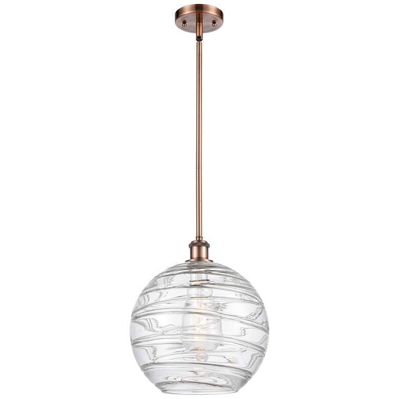 Image 1 Athens Deco Swirl 12" LED Mini Pendant - Antique Copper - Clear Deco S