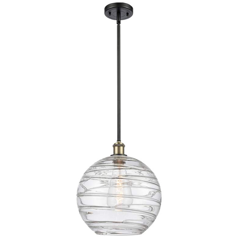 Image 1 Athens Deco Swirl 12" LED Mini Pendant - Black Antique Brass - Clear