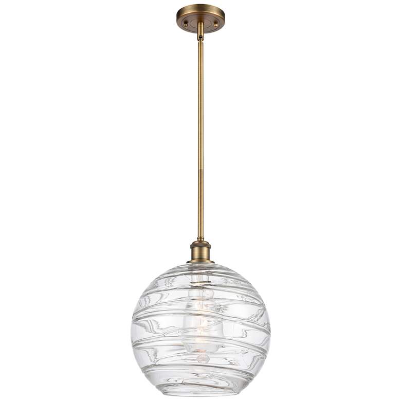Image 1 Athens Deco Swirl 12 inch LED Mini Pendant - Brushed Brass - Clear Deco Sw
