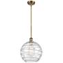 Athens Deco Swirl 12" LED Mini Pendant - Brushed Brass - Clear Deco Sw