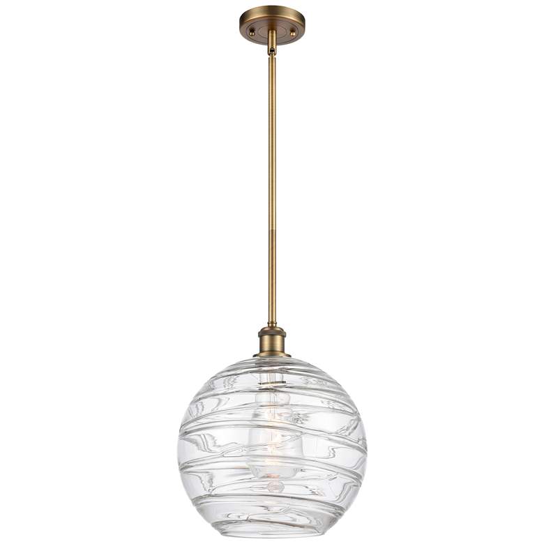 Image 1 Athens Deco Swirl 12" LED Mini Pendant - Brushed Brass - Clear Deco Sw