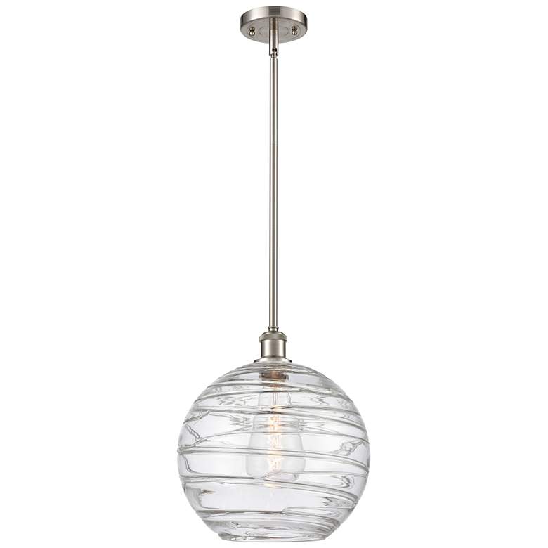 Image 1 Athens Deco Swirl 12" LED Mini Pendant - Brushed Satin Nickel - Clear