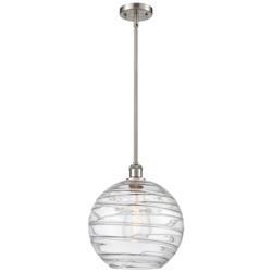 Athens Deco Swirl 12" LED Mini Pendant - Brushed Satin Nickel - Clear
