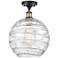 Athens Deco Swirl 12" LED Semi-Flush - Black Brass - Clear Deco Swirl