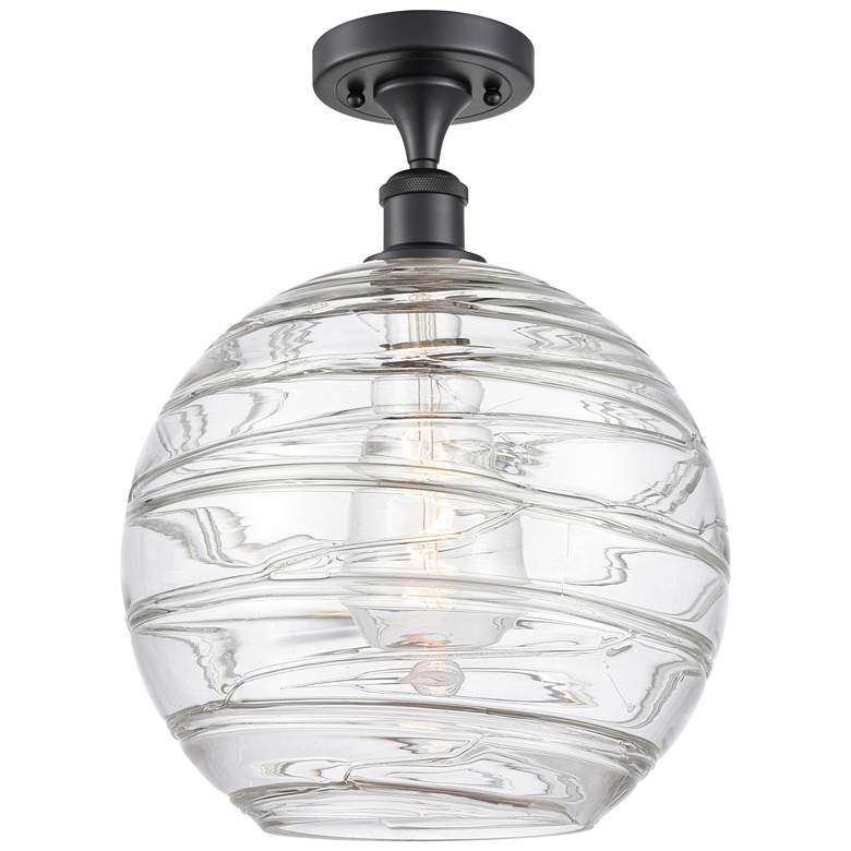 Image 1 Athens Deco Swirl 12" LED Semi-Flush Mount - Black - Clear Deco Swirl