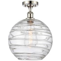 Athens Deco Swirl  12" LED Semi-Flush - Polished Nickel - Clear Deco S