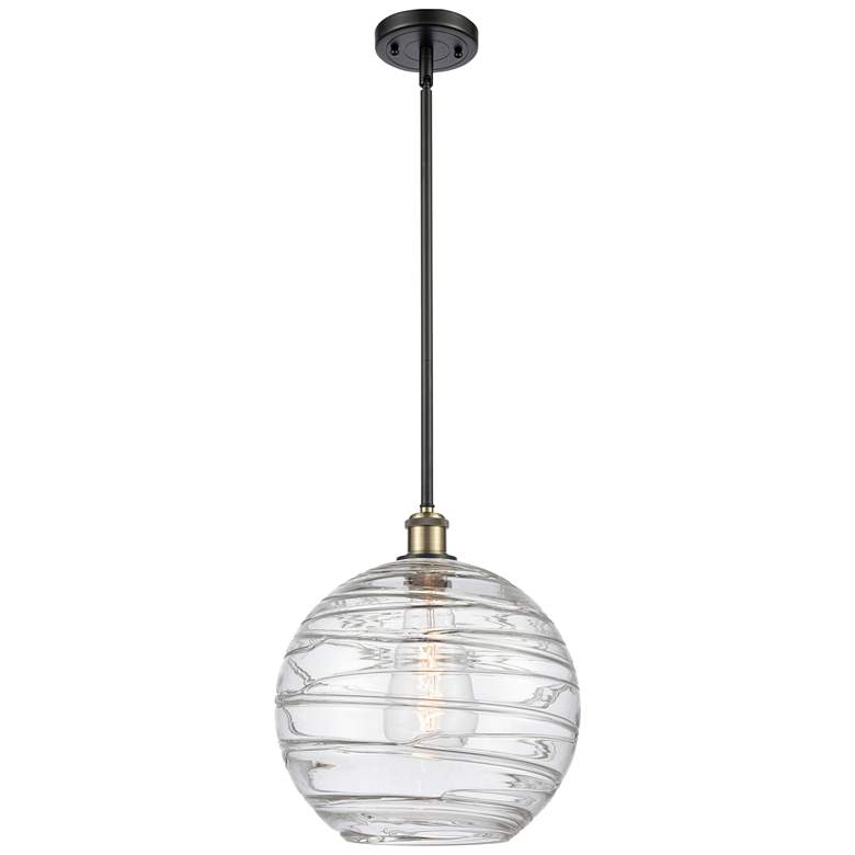 Image 1 Athens Deco Swirl 12" Wide Black Antique Brass Mini Pendant