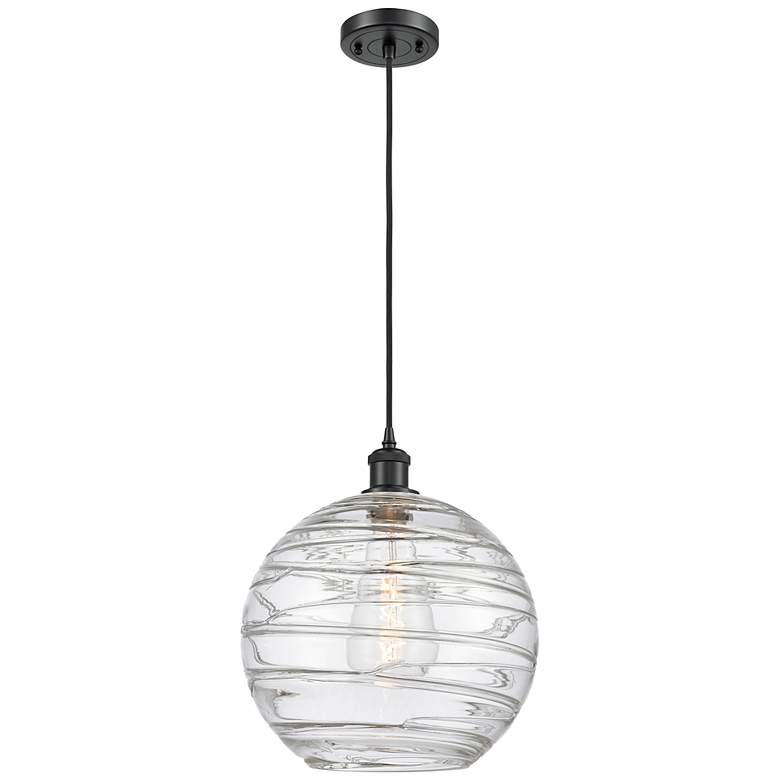 Image 1 Athens Deco Swirl 12" Wide Matte Black LED Mini Pendant