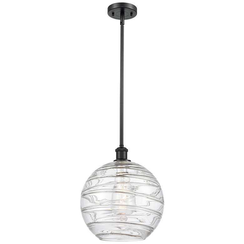 Image 1 Athens Deco Swirl 12" Wide Matte Black LED Mini Pendant