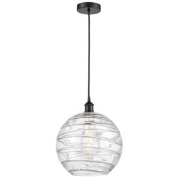 Athens Deco Swirl 12" Wide Matte black Mini Pendant
