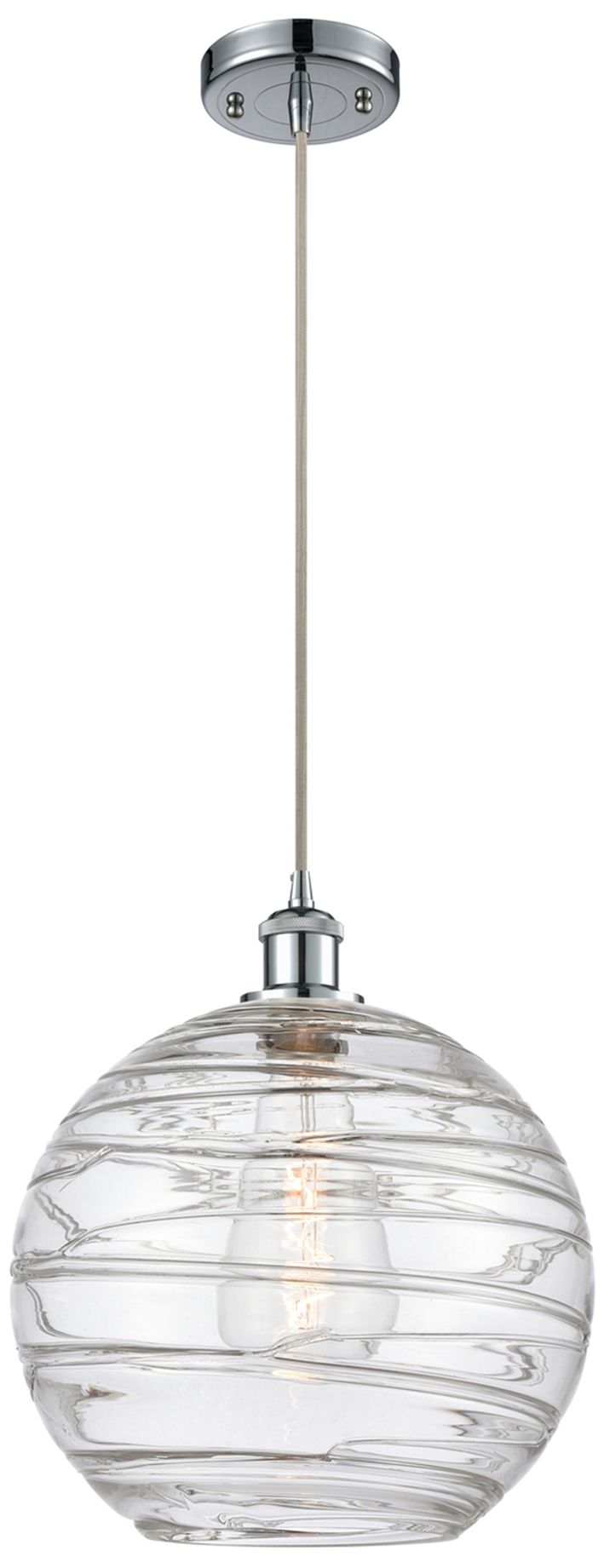 Image 2 Athens Deco Swirl 12"W Chrome Mini Pendant w/ Clear Shade