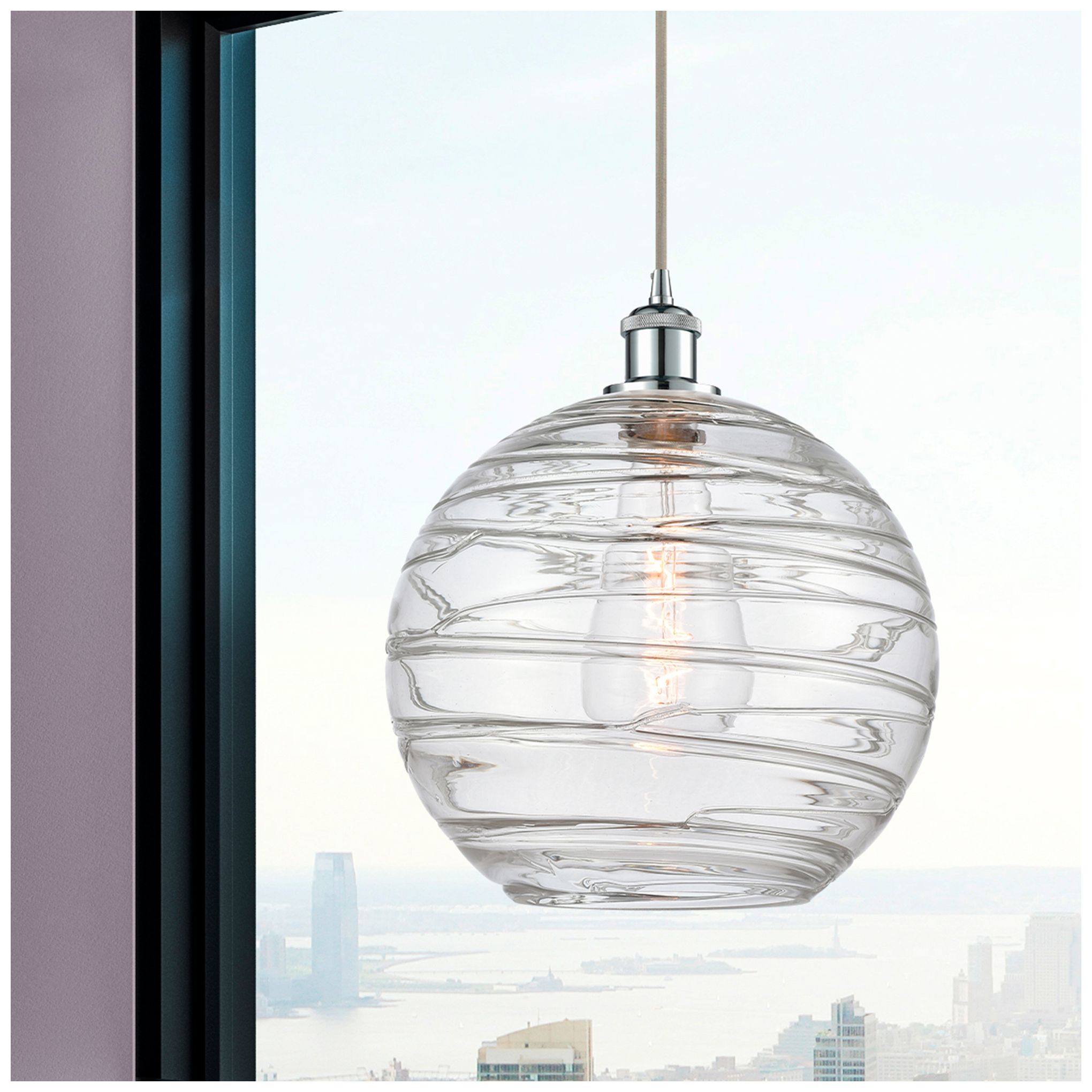 Image 3 Athens Deco Swirl 12"W Chrome Mini Pendant w/ Clear Shade more views