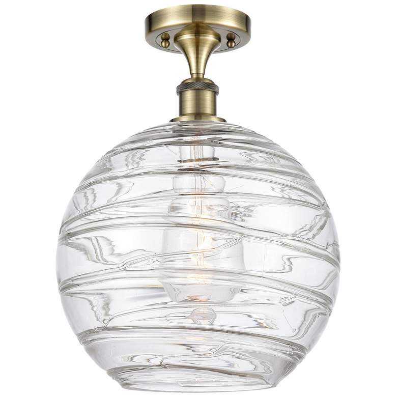 Image 1 Athens Deco Swirl 12" LED Semi-Flush Mount - Brass - Clear Deco Swirl