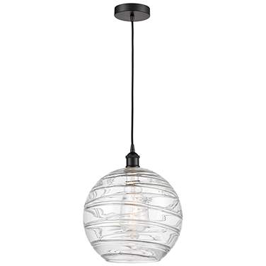 Athens Deco Swirl 12" Wide Matte black Mini Pendant
