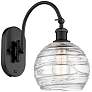 Athens Deco Swirl 13 3/4" High Matte Black Wall Sconce