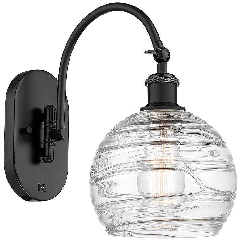 Image 1 Athens Deco Swirl 13 3/4" High Matte Black Wall Sconce