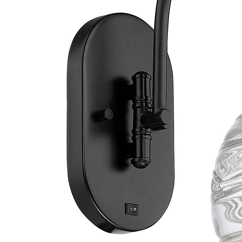 Image 3 Athens Deco Swirl 13 3/4" High Matte Black Wall Sconce more views