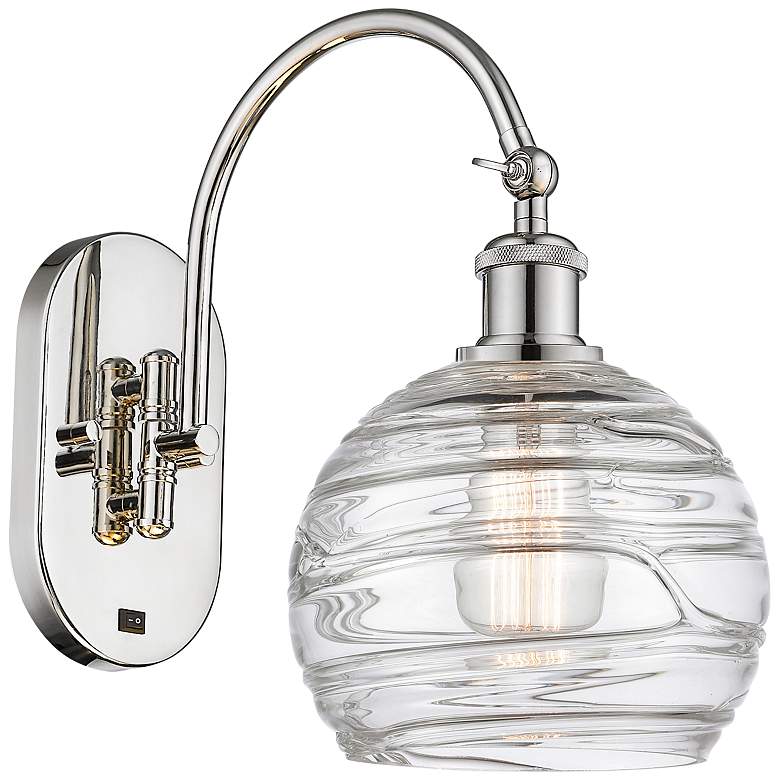 Image 1 Athens Deco Swirl 13 3/4" High Polished Nickel Wall Sconce