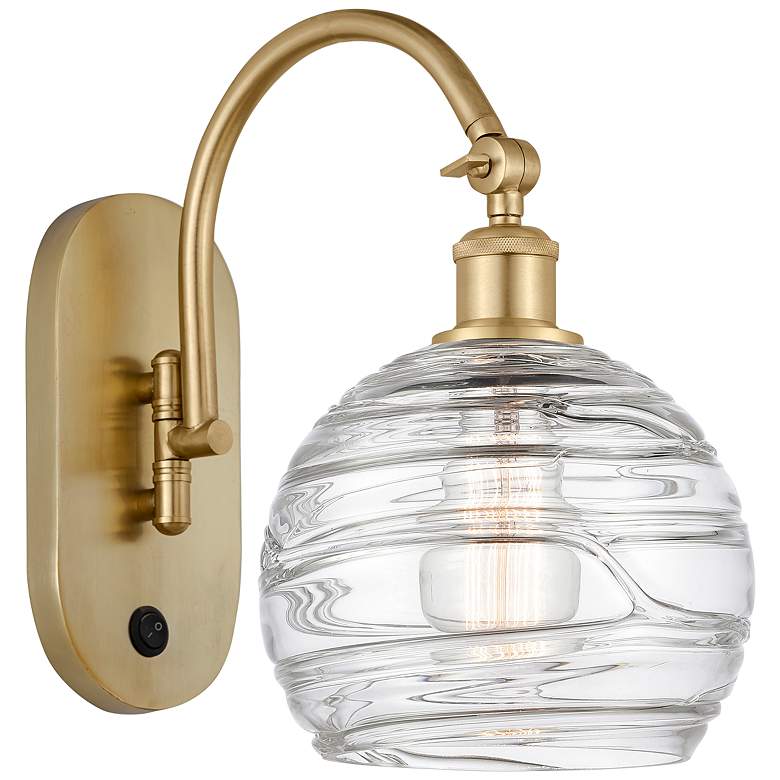 Image 1 Athens Deco Swirl 13 3/4" High Satin Gold Wall Sconce