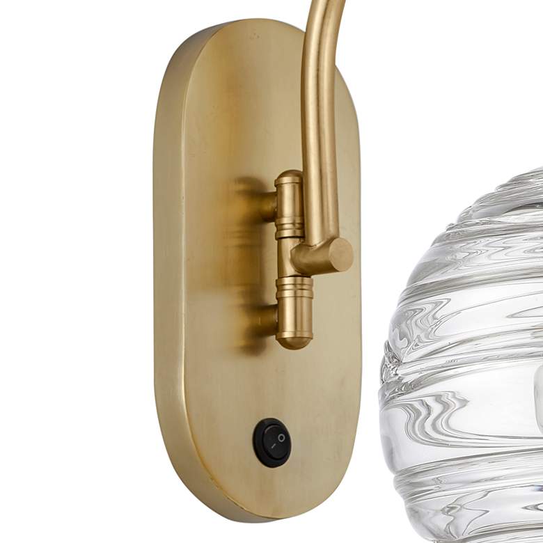 Image 3 Athens Deco Swirl 13 3/4" High Satin Gold Wall Sconce more views