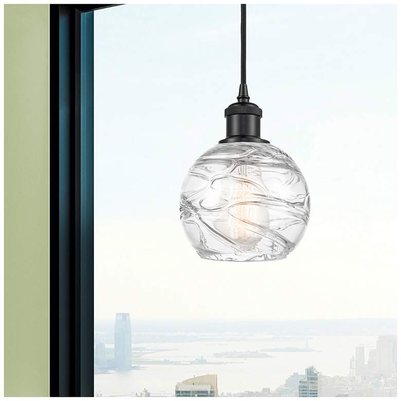 Image 2 Athens Deco Swirl 13 3/4" Wide Matte Black LED Pendant Light more views