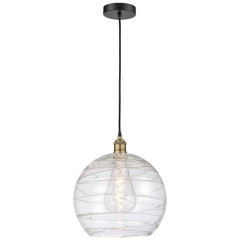 Image 1 Athens Deco Swirl 13 3/4"W Black Antique Brass Pendant Light