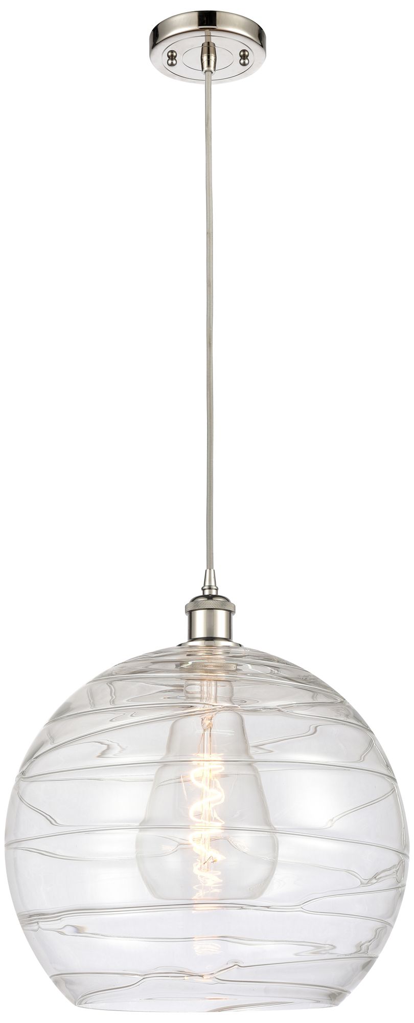 Athens Deco Swirl 13 3/4"W Polished Nickel Pendant Light - Made to Order