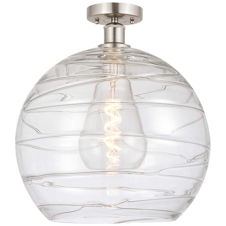 Image 1 Athens Deco Swirl 13" Semi-Flush Mount - Satin Nickel - Clear Deco Sw