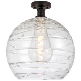 Athens Deco Swirl  13" Semi-Flush - Oil Rubbed Bronze - Clear Deco Swi Athens Deco Swirl  13" Semi-Flush - Oil Rubbed Bronze - Clear Deco Swi