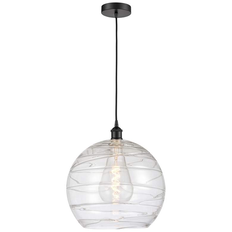 Image 1 Athens Deco Swirl 13" Wide Matte Black Pendant Light