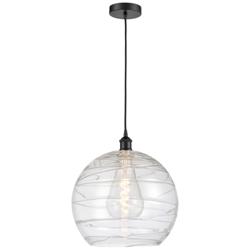 Athens Deco Swirl 13" Wide Matte Black Pendant Light