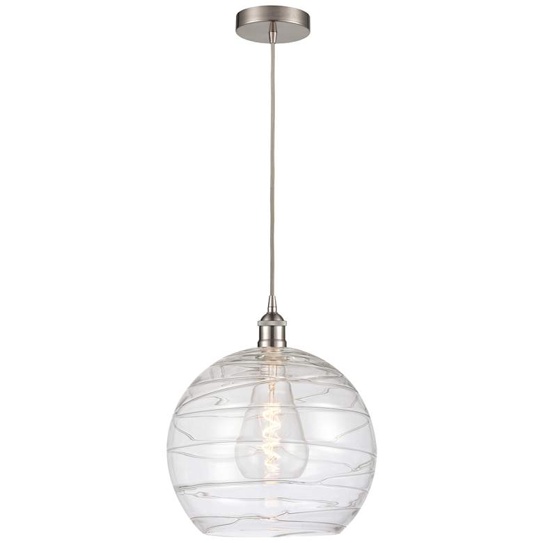 Image 1 Athens Deco Swirl 13"W Brushed Satin Nickel Cord Hung Pendant Light