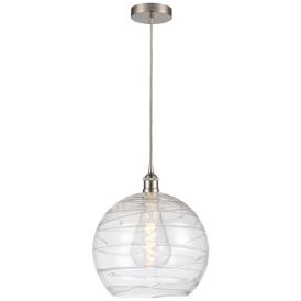 Athens Deco Swirl 13"W Brushed Satin Nickel Cord Hung Pendant Light Athens Deco Swirl 13"W Brushed Satin Nickel Cord Hung Pendant Light