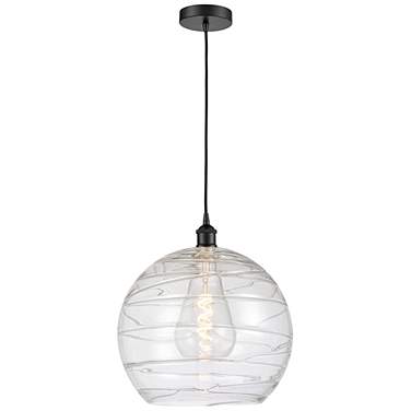 Athens Deco Swirl 13" Wide Matte Black Pendant Light