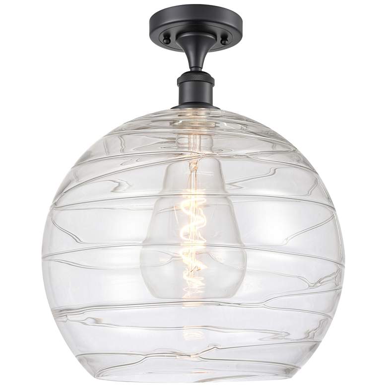 Image 1 Athens Deco Swirl 14" LED Semi-Flush Mount - Black - Clear Deco Swirl