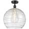 Athens Deco Swirl 14" LED Semi-Flush Mount - Black - Clear Deco Swirl