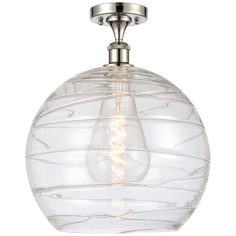 Image 1 Athens Deco Swirl 14" LED Semi-Flush - Polished Nickel - Clear Deco S